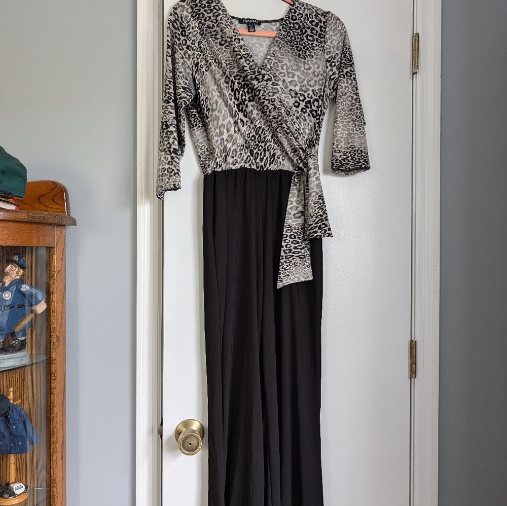 Lady jumpsuit black and animal print